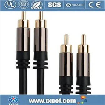 สายสัญญาณเสียง 3.5 มม. Aux ถึง 2 RCA ระดับพรีเมียม